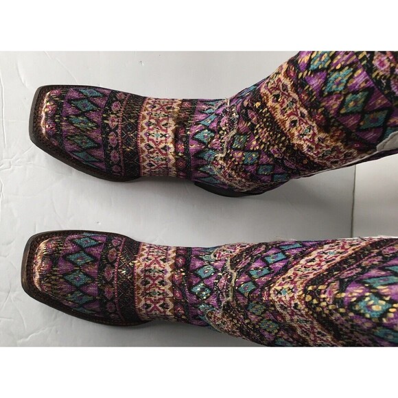 NEW Tanner Mark Cowboy Western Boot TML37001 Purple Serape Aztec Glitter Sz 7.5 - Picture 5 of 16